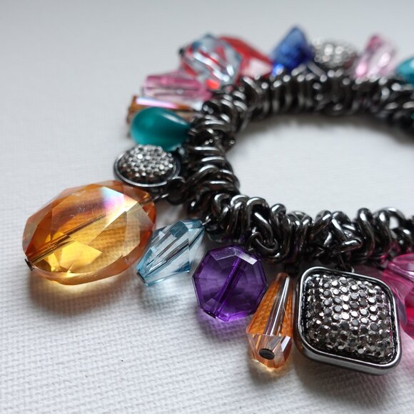Vibrant Multi-Color Beaded Charm Bracelet - Picture 3 of 10